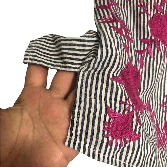 Savanna Jane pink embroidered stripe blouse small - Picture 5 of 8